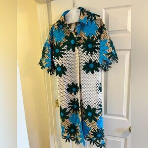 NWT Eva Franco Anthropologie Gaia Dress in Blue Petal Republic